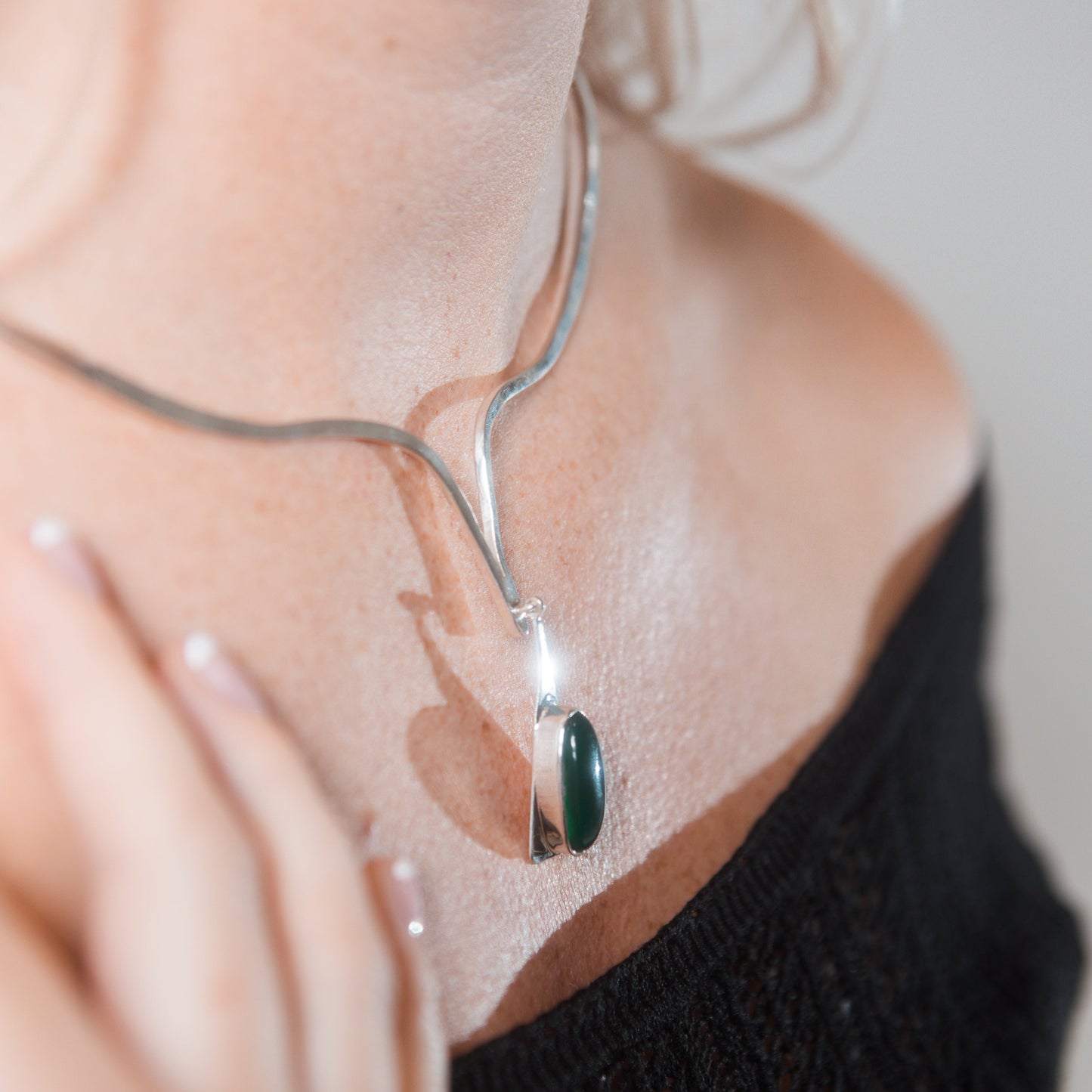 Shaped Emerald Green Necklace
